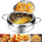 New 2.2L Stainless Steel Deep Frying Pot Cooking Tools Tempura Frying Pan Fried Chicken French Fries Pot Oil Drip Drainer Rack with Temperature Controller Thermometer