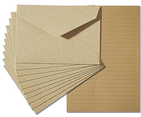 Tuhangcc Stationery Writing Paper and Envelopes Set with Jute Rope 4 X 6 for Writing Letter, (20 Best Paper with 10 Heavyweight envelopes),by Better Gift Office Products (Grey)