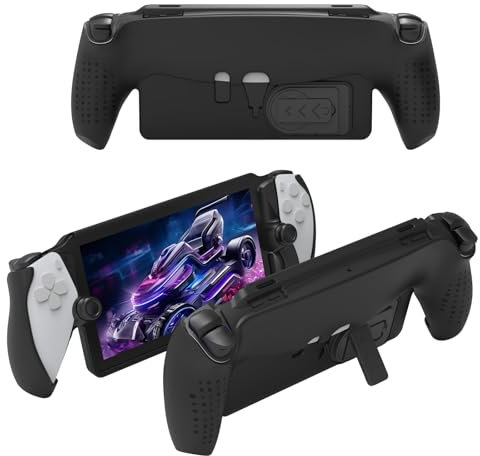 Buziba Protective Case for PS5 PlayStation Portal Remote Player Soft TPU Case Cover with Kickstand Handheld Game Console Accessories(Black)