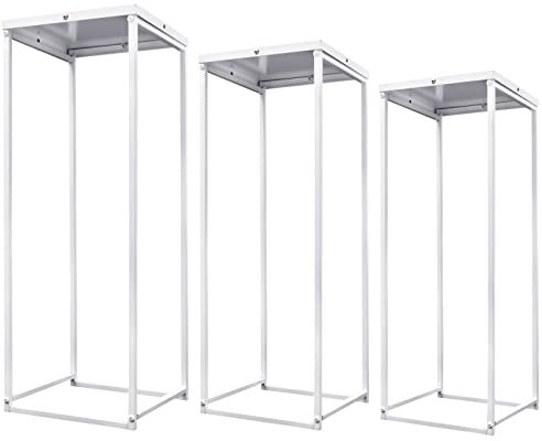 Blomhylla växtställ set om 3 modern pelare blompall sidobord blompelare växtstativ bröllopsvas pelare