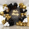 Kit Arche Ballon Noir et Or,132Pcs Noir Doré Blanc Ballons Guirlande avec Black and Gold Balloon Arch Garland Kit pour Fête Anniversaire, Happy New Year, Baby Shower, Mariage,Graduation,Happy New Year