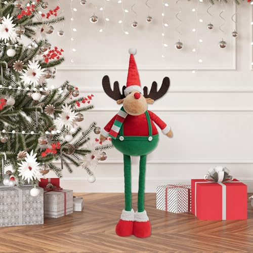 ACTOYS Elfo Natale 2025, Grande Elfo Natalizia Allungabile, Babbo Natale, Renna Natalizia, Pupazzo di Neve Elfi Retrattile, per Decorazioni Natalizie, Casa, Negozio, Ristorante (N3)
