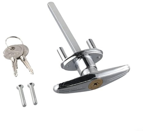 Garage Door Lock,Zinc Alloy T Lock Handle with Keys Hardware Locking Door Replacement for RVs Trailers and Industrial Locks(Lock + 2 keys)