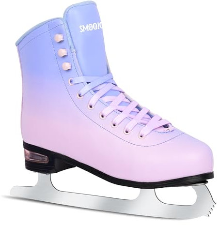 SMOOJOY Eiskunstlaufschuhe für Damen und Herren – Luftpolster Deluxe Hockey Schlittschuh Premium Leder Skates Indoor Outdoor Eisbahn für Teenager Anfänger
