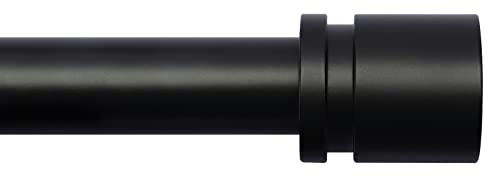 Byondeth Curtain Rods for Windows 16 to 120 Inches Adjustable Length 1 Inch Diameter Window Curtain Rod with Aluminium Finials, Black