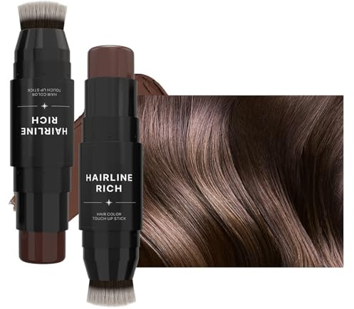 Barre de retouche de racine à double tête, barre de poudre de ligne de cheveux avec tête de brosse, barre de retouche de ligne de cheveux pour cheveux fins,03# Marron
