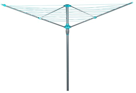 Séchoir à linge Beldray 30 mètres - Séchoir rotatif, Facile à installer, Pieu au sol en plastique, Crochets de suspension pour tenir des articles supplémentaires, Système parapluie rotatif, 1.8 x 2.2m