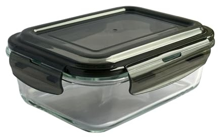 MantraRaj Airtight Glass Food Storage Container BPA-Free & Leak Proof Silicone Seal Plastic Lids Glass Meal Prep Takeaway Lunch Boxes Microwave, Oven, Freeze & Dishwasher Safe Reusable (1 Pc 1100ml)