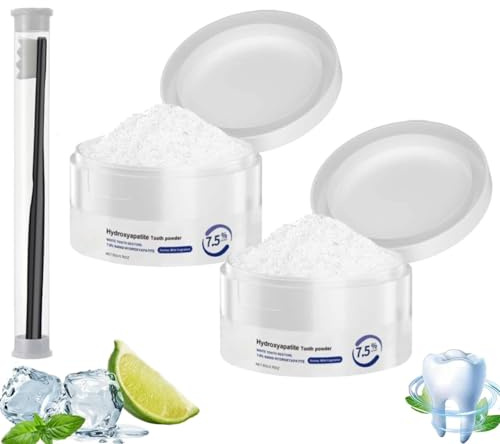 Poudre Dentaire D'hydroxyapatite,7.5% De Poudre Nano Hydroxyapatite,Poudré Blanchissante Dénts,Microcrystalline Hydroxyapatite Aide à Reminéralisation,Protège L'émail,Soulage la Sensibilité (2)