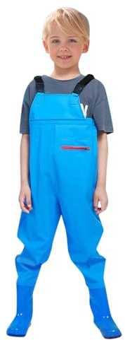 Generisch ​Wathose Kinder Wasserdicht mit Stiefel - Wathose Kinder Verstellbare Träger für Jungen und Mädchen, Anglerhose Neopren,Matschhose Jugendliche Comfort, Rückenschnalle Design​