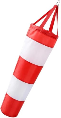 LOLANIUT Manica a vento per esterni da 0,8 m, banderuola resistente alle intemperie in rosso e bianco con riflettore, indicatore preciso della direzione del vento per giardino, cortile, aeromodelli