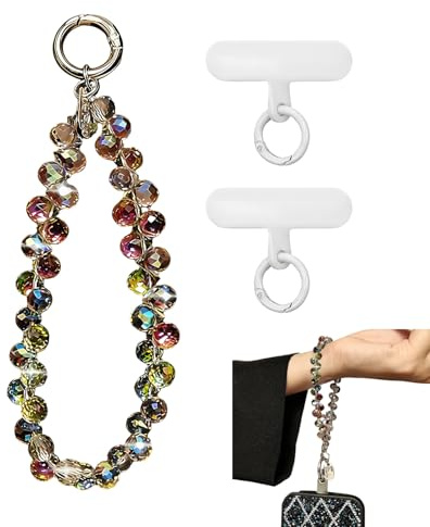 Cadena de teléfono brillante con cristales, cortos, llavero con pulsera de mano, pulsera brillante, pulsera de manos libres para funda de teléfono, llavero de cadena para teléfono, llavero, encantos