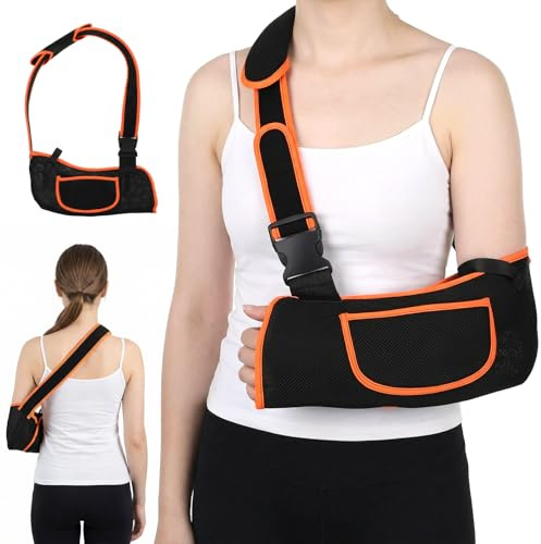Tucnoeu Armschlinge Rechter Arm, Armschlinge Schulter - Verstellbare Armstütze mit Nackenpolster für Ellbogen & Handgelenk | Für Damen & Herren bei Verletzungen