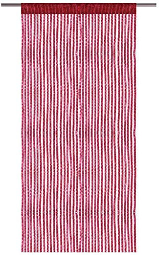 Arsvita Fadenvorhang Metallik-Optik mit Stangendurchzug, Türvorhang 140x250cm (Rot)