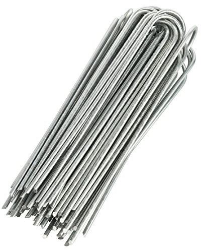GardenMate 200x Picchetti per Fissaggio a Terra di Filo d’Acciaio Zincato, Lunghezza 200 mm, Larghezza 25 mm, Ø 3,8mm, Testa Arrotondata, per Terreni Molto Duri