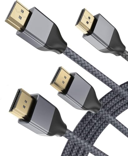 Câble HDMI 8K 60Hz 5M 2Pack,Cordon HDMI 2.1 Ultra Haute Vitesse 48Gbps 7680P avec Dolby Vision pour Apple TV,Samsung QLED,Sony LG,PS4,PS5,Xbox Series X/S,eARC HDR HDCP 2.2 2.3,4K 120Hz 144Hz