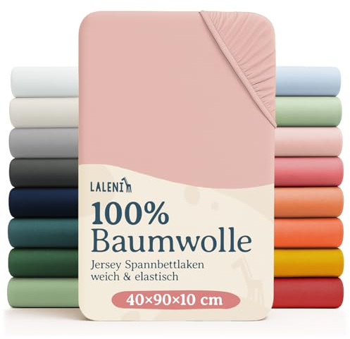 Laleni Jersey Spannbettlaken, 40x90cm, für Baby Beistellbett & Stubenwagen, 100% Baumwolle, Oeko-TEX Zertifiziert, 2er Set, Rosa
