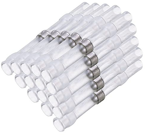 Solder Seal Wire Connectors, White Waterproof Insulated Electrical Heat Shrink Connector, 26-24 AWG Electrical Wire Protection Terminals, 20 Pcs