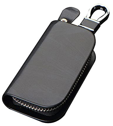Auto Schlüsseletui Leder, Universal Autoschlüssel Etui Autoschlüssel Keyless go Schutz Schlüsseltasche mit Karabiner Autoschlüssel Herren Schutzhülle Schlüsselmäppchen Schwarz Braun