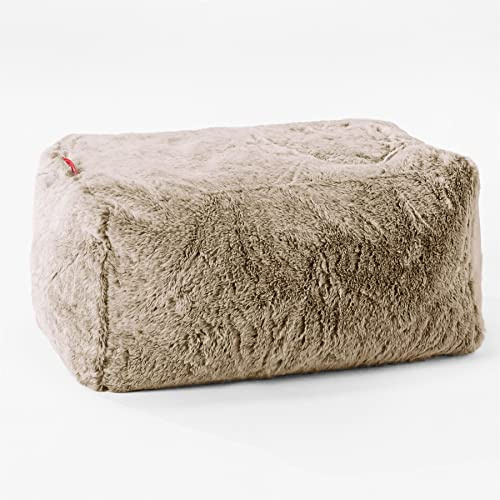 Lounge Pug Kleiner Fußhocker Pouf, Goldbraun Flauschiger Kaninchen Kunstpelzstoff, Sitzpouf, Pouf Sitzsack Hocker Wohnzimmer