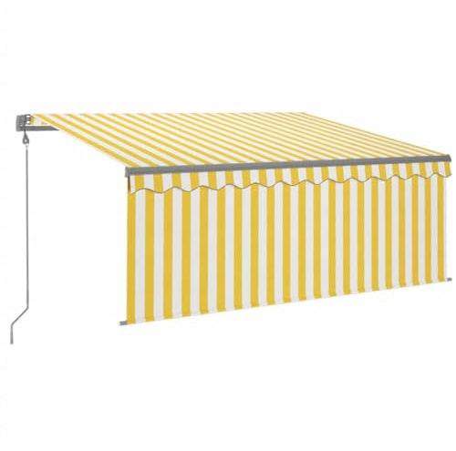 vidaXL Gelenkarmmarkise Automatisch mit Jalousie Markise Sonnenmarkise Balkonmarkise Sonnenschutz Sichtschutz Garten Balkon Terrasse 3x2,5m Gelb Weiß