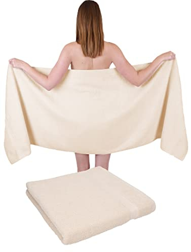 Betz 2 Stück Saunatücher XXL Badetuch Liegetuch Strandlaken Saunahandtuch Premium Frottee 100% Baumwolle Größe 70 x 200 cm Farbe Sand