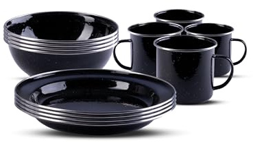 Mil-Tec Unisex – vuxen 14678002 matservis set, svart, en storlek