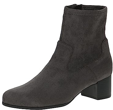 CAPRICE Stivaletti da donna con tacco con cerniera vegani, Grigio (Dk Grey Str.), 37 EU
