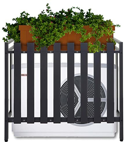 Mendler Verkleidung für Klimaanlage/Wärmepumpe HWC-K58 80x90x39cm - grau | Abdeckung, Schutzgitter, Pflanzenregal, Metall
