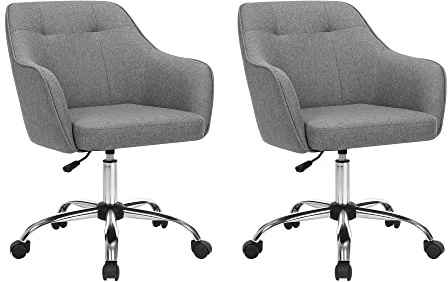 SONGMICS Hemmakontorsstol, set om 2, snurrstol, skrivbordsstol, justerbar i höjdled, lastbar upp till 110 kg, andningsbart tyg, för studier, sovrum, grå OBG919G01