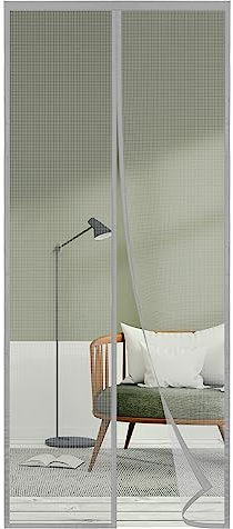 Fliegengitter Balkontür 90x210, SHA2WEN Fliegengitter Tür Grau, Genießen Sie den Sommer mit Ihrer Familie