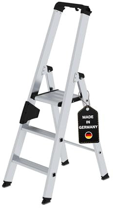 PROREGAL Stufen-Stehleiter | einseitig | begehbar | 3 Stufen | Leiter, Teleskopleiter, Trittleiter, Bockleiter, Sprossen-Doppelleiter