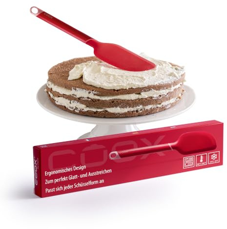 coox Teigspatel - Zum perfekten Glatt- & Ausstreichen I Erognomisches Design I Passt sich jeder Schüssel an I Spülmaschinenfest I BPA-frei Rot