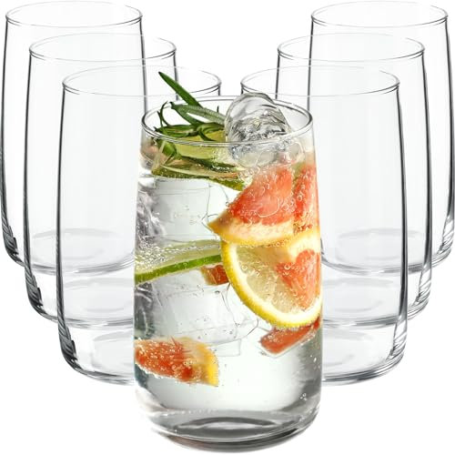 KADAX Verres à cocktail de 480 ml en verre robuste, passent au lave-vaisselle, verres universels, verres pour eau, jus, boissons ou whisky (8 x 480 ml)