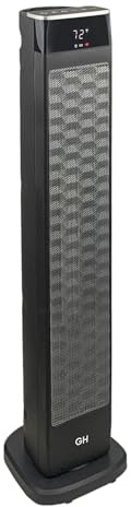 Good Housekeeping Oscillating Ceramic Tower Space Heater with Remote, 30, Black