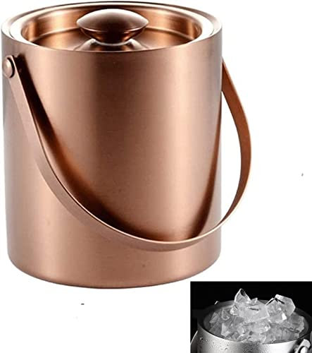 CRBUDY Hochwertiger doppelwandiger, isolierter Eiskübel aus Edelstahl mit Deckel, Eiskübel für Partys, Sektkübel, langlebiger Eiskübel, ideal für Bar, Party, Bier, Champagner und Wein (D