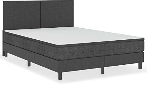 HETFTJN Hoch Bett Bed Frame Bettgestell Bett Einzelbett/Double Bed - Boxspring-Bettgestell Grau Stoff 180x200 cm für Gästezimmer Schlafsaal Hotel Schlafzimmer