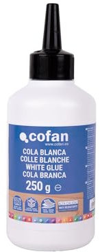 Cofan Cola Blanca de 250 g o 500 g| Adhesivo de Alta Viscosidad | Pegamento para Madera, Papel y Cartón (1, 250 g)
