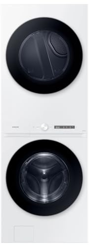 Samsung Bespoke AI Laundry Hub™ Large Capacity 4.6 cu. ft. Single Unit Washer with Steam Wash and 7.6 cu. ft. Gas Dryer in White, WH46DBH100GWA3