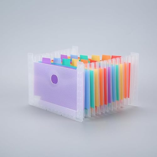 Nvzi - b Fächermappen-Organizer, A5, Orgel-Clip, mehrschichtiger Ordner, Ticketblatt, Aufbewahrungstasche, Teleskopständer für Zuhause, Büro und Reisen, Weiß und Regenbogen