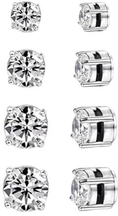 GUTERTOP Edelstahl Magnetische Ohrstecker für Damen und Herren - Diamant Rund 5-8 MM