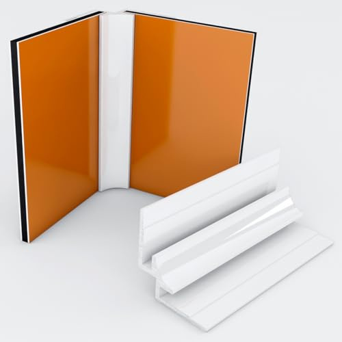 Kerabad Aluminium Profilsystem für 3mm Platten, Aluprofil für Duschrückwand Küchenrückwand, Inneneckprofil weiss - 1m lang