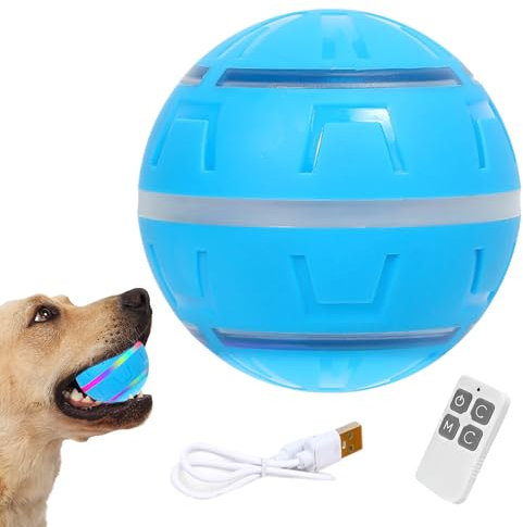 Vibrierender Hundeball – Automatisch beweglicher Hundespielzeugball – USB wiederaufladbar mit LED-Lichtern, vibrierende Indoor-Spiele, aktives Rollen für kleine, mittelgroße und große Rassen