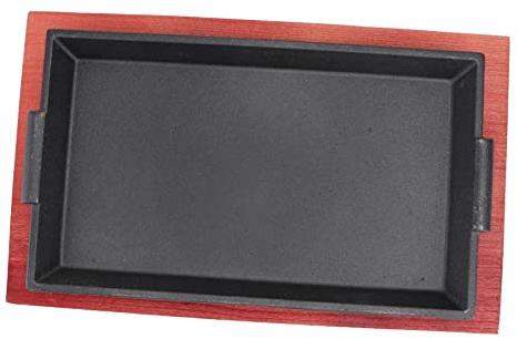 HEALLILY Cast Iron Frying Pan Round Non-Stick BBQ Grill Plate for Teppanyaki Cooking Compatible Induction Cookers for Steaks and Roasting