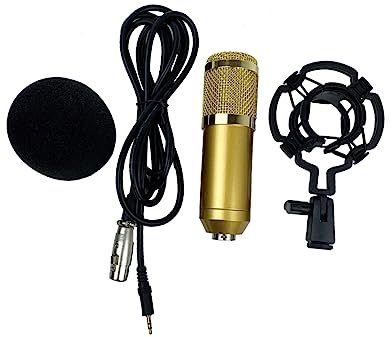 Garneck Bm-800 Kondensatormikrofon Großmembran Mit Vergoldetem XLR Anschluss Doppellagig Elastisch Für Gesangsaufnahmen Konferenzen