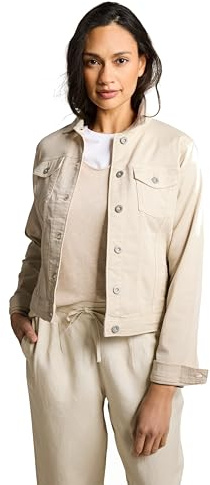 TOM TAILOR Donna 1050531 Giacca di Jeans 40487-Stone Sabbia Beige, L