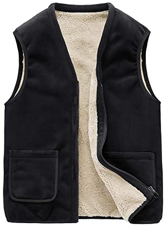 Generisch Gilet da uomo in pelliccia di agnello, elegante giacca invernale come cappotto per le mezze stagioni, con fodera interna in morbida pelliccia, design senza tempo, per uomo