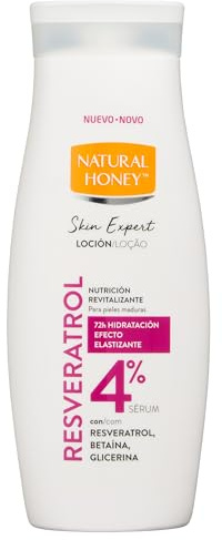 Natural Honey, Skin Expert Loción Corporal con Resveratrol para Pieles Maduras, Efecto Elastizante con 4% de Sérum Activo, 72H de Hidratación Profunda, Textura Ligera, Rápida Absorción