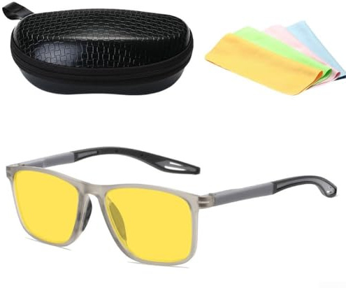For Night For Vision Brille für sicheres Fahren mit Antiblue-Technologie und Zubehör (Grau)