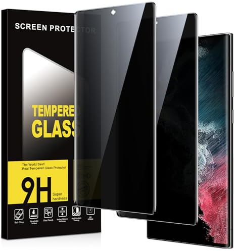 Micnkifo Protector Pantalla Privacidad para Samsung Galaxy S22 Ultra 5G 2 Piezas,Anti Espía Cristal Templado,Anti-Espía Vidrio Película,9H Dureza,Anti-Arañazo,Sin Burbujas,Privacy Screen Protector